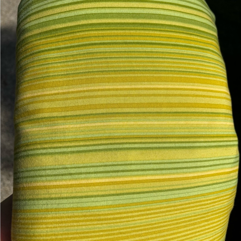 Striped Green and Yellow Cotton Duvet w/wood buttons 80 X 85